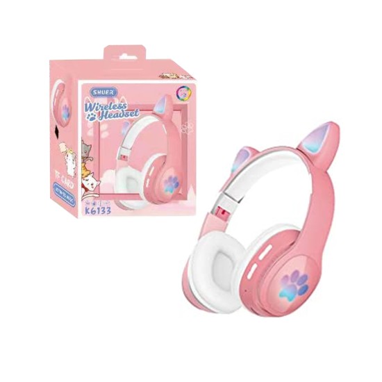 CAT EAR BLUETOOTH HEADPHONE WIRELESS K6133 PINK